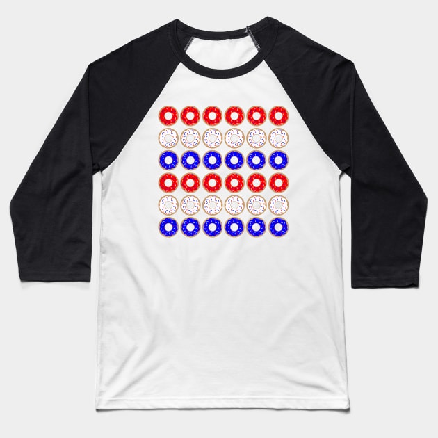 Patriotic Donuts (Horizontal) Baseball T-Shirt by ShawnIZJack13